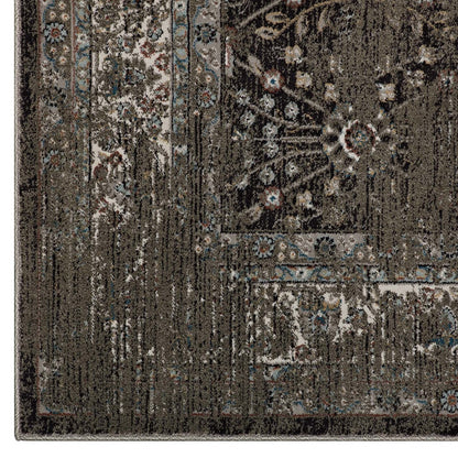 Berit Distressed Vintage Floral Lattice 8x10 Area Rug, Fabric,  Multi Brown 14848