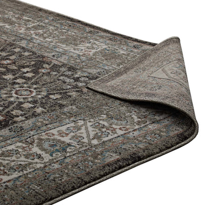 Berit Distressed Vintage Floral Lattice 8x10 Area Rug, Fabric,  Multi Brown 14848
