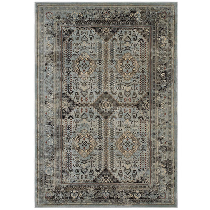 Enye Distressed Vintage Floral Lattice 5x8 Area Rug, Fabric,  Multi Brown 14849