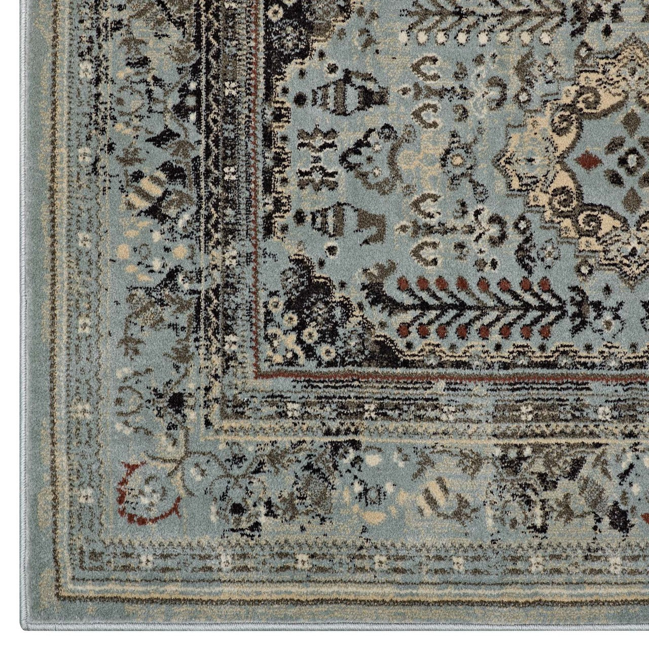 Enye Distressed Vintage Floral Lattice 5x8 Area Rug, Fabric,  Multi Brown 14849