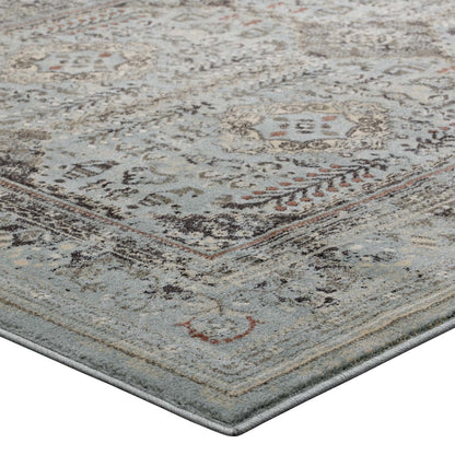 Enye Distressed Vintage Floral Lattice 5x8 Area Rug, Fabric,  Multi Brown 14849