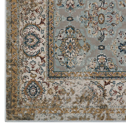 Hisa Distressed Vintage Floral Lattice 5x8 Area Rug, Fabric,  Multi Brown 14851