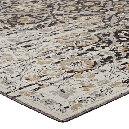 Ganesa Distressed Diamond Floral
Lattice 5x8 Area Rug, Fabric,  Multi Beige 14855