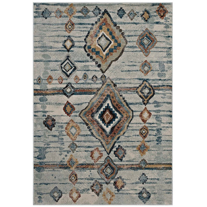 Jenica Distressed Moroccan Tribal Abstract Diamond 5x8 Area Rug, Fabric,  Multi Beige 14857