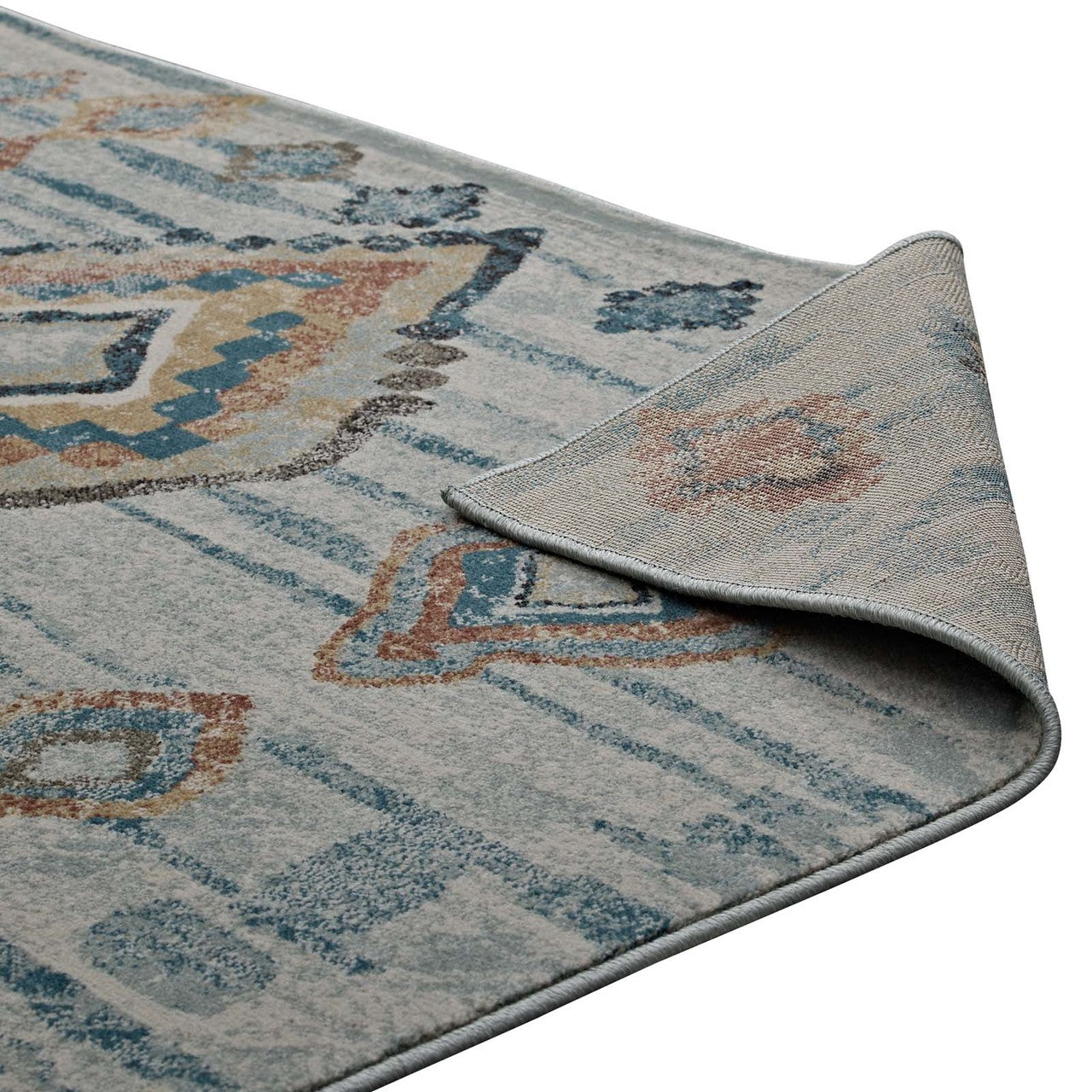 Jenica Distressed Moroccan Tribal Abstract Diamond 5x8 Area Rug, Fabric,  Multi Beige 14857