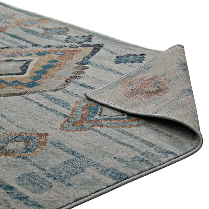 Jenica Distressed Moroccan Tribal Abstract Diamond 8x10 Area Rug, Fabric,  Multi Beige 14858
