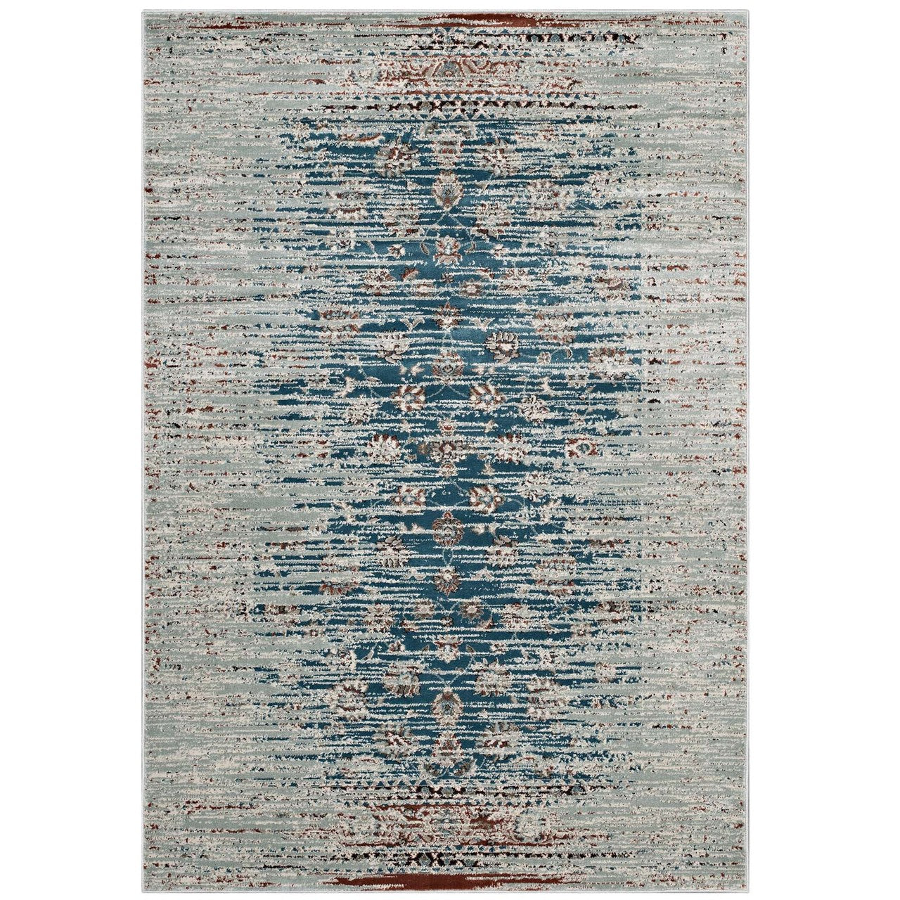 Hesper  Distressed Contemporary Floral Lattice 5x8 Area Rug, Fabric,  Multi Beige 14859