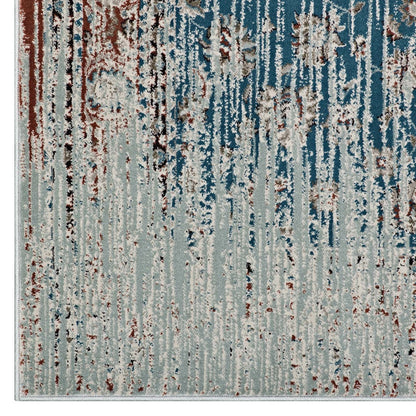 Hesper  Distressed Contemporary Floral Lattice 5x8 Area Rug, Fabric,  Multi Beige 14859
