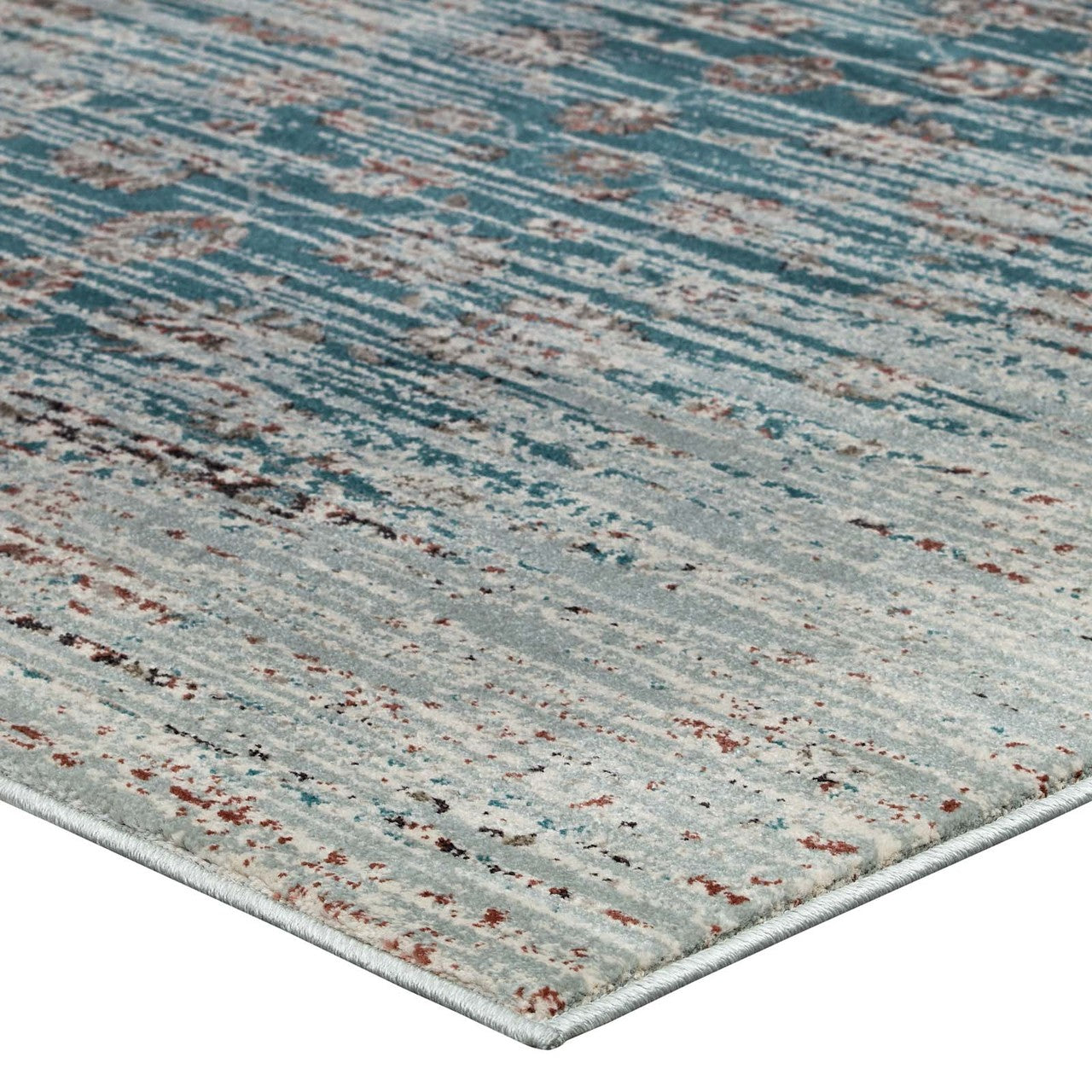 Hesper  Distressed Contemporary Floral Lattice 5x8 Area Rug, Fabric,  Multi Beige 14859