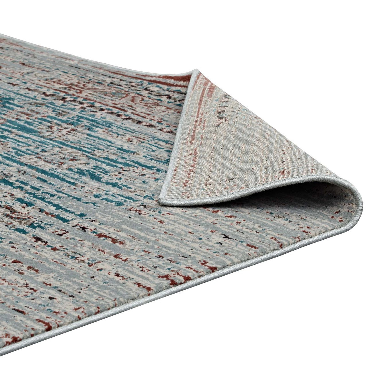 Hesper  Distressed Contemporary Floral Lattice 5x8 Area Rug, Fabric,  Multi Beige 14859