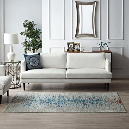 Hesper  Distressed Contemporary Floral Lattice 5x8 Area Rug, Fabric,  Multi Beige 14859
