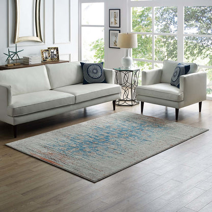 Hesper  Distressed Contemporary Floral Lattice 5x8 Area Rug, Fabric,  Multi Beige 14859