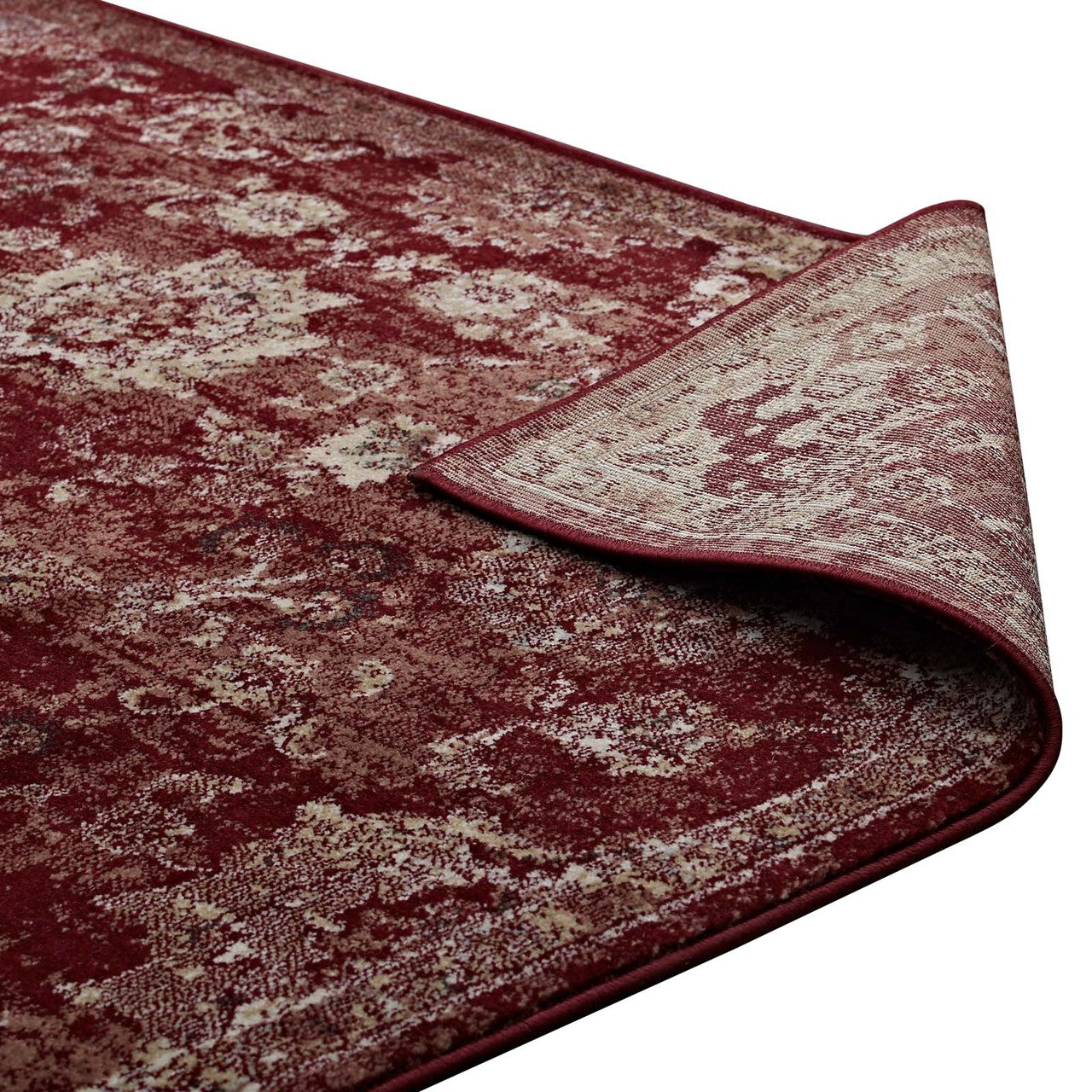 Cynara Distressed Floral Persian
Medallion 5x8 Area Rug, Fabric,  Multi Red 14861