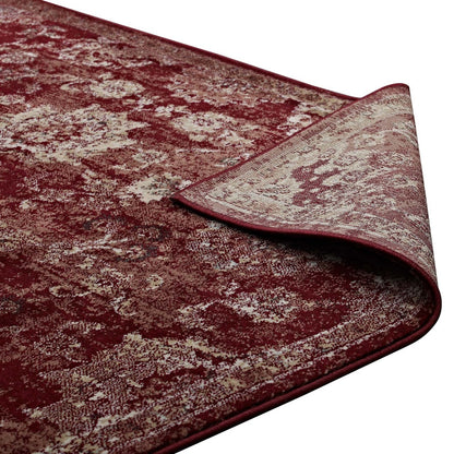 Cynara Distressed Floral Persian
Medallion 5x8 Area Rug, Fabric,  Multi Red 14861