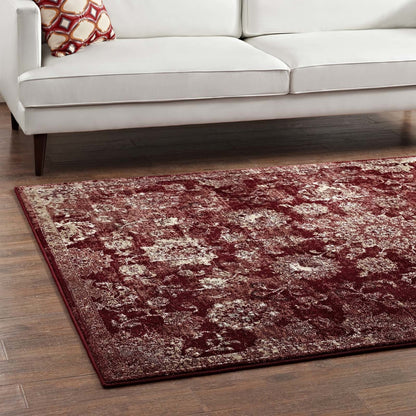 Cynara Distressed Floral Persian
Medallion 5x8 Area Rug, Fabric,  Multi Red 14861