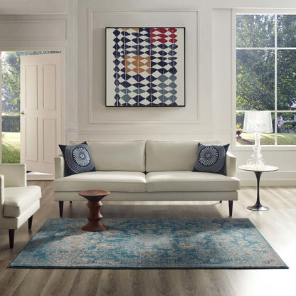 Cynara Distressed Floral Persian
Medallion 8x10 Area Rug, Fabric,  Blue 14864