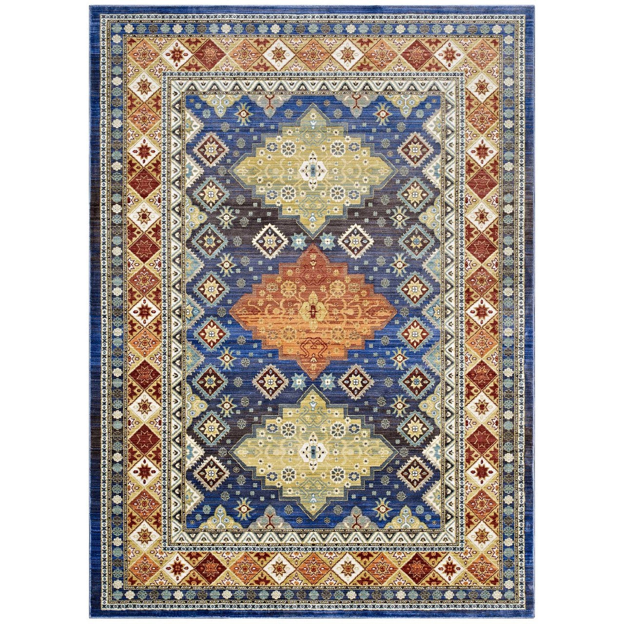 Atzi  Distressed 
Southwestern Diamond Floral 4x6 Area Rug, Fabric, Multi Colorful 14865