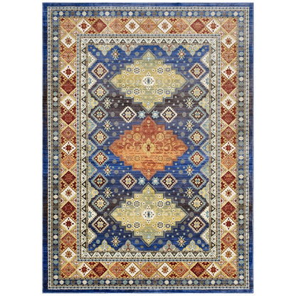 Atzi  Distressed 
Southwestern Diamond Floral 4x6 Area Rug, Fabric, Multi Colorful 14865