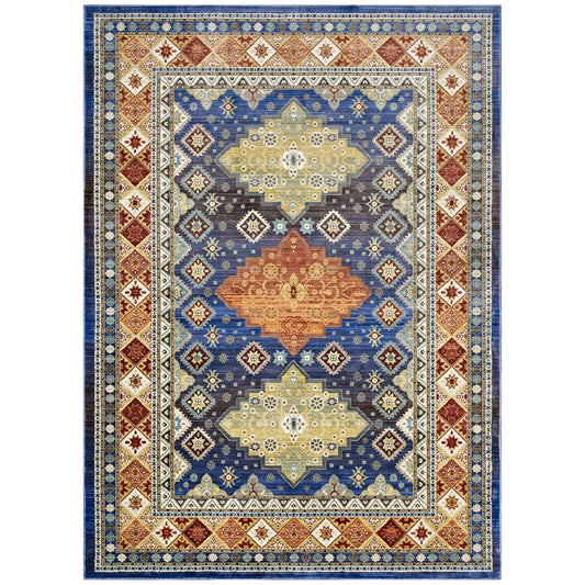 Atzi  Distressed 
Southwestern Diamond Floral 4x6 Area Rug, Fabric, Multi Colorful 14865