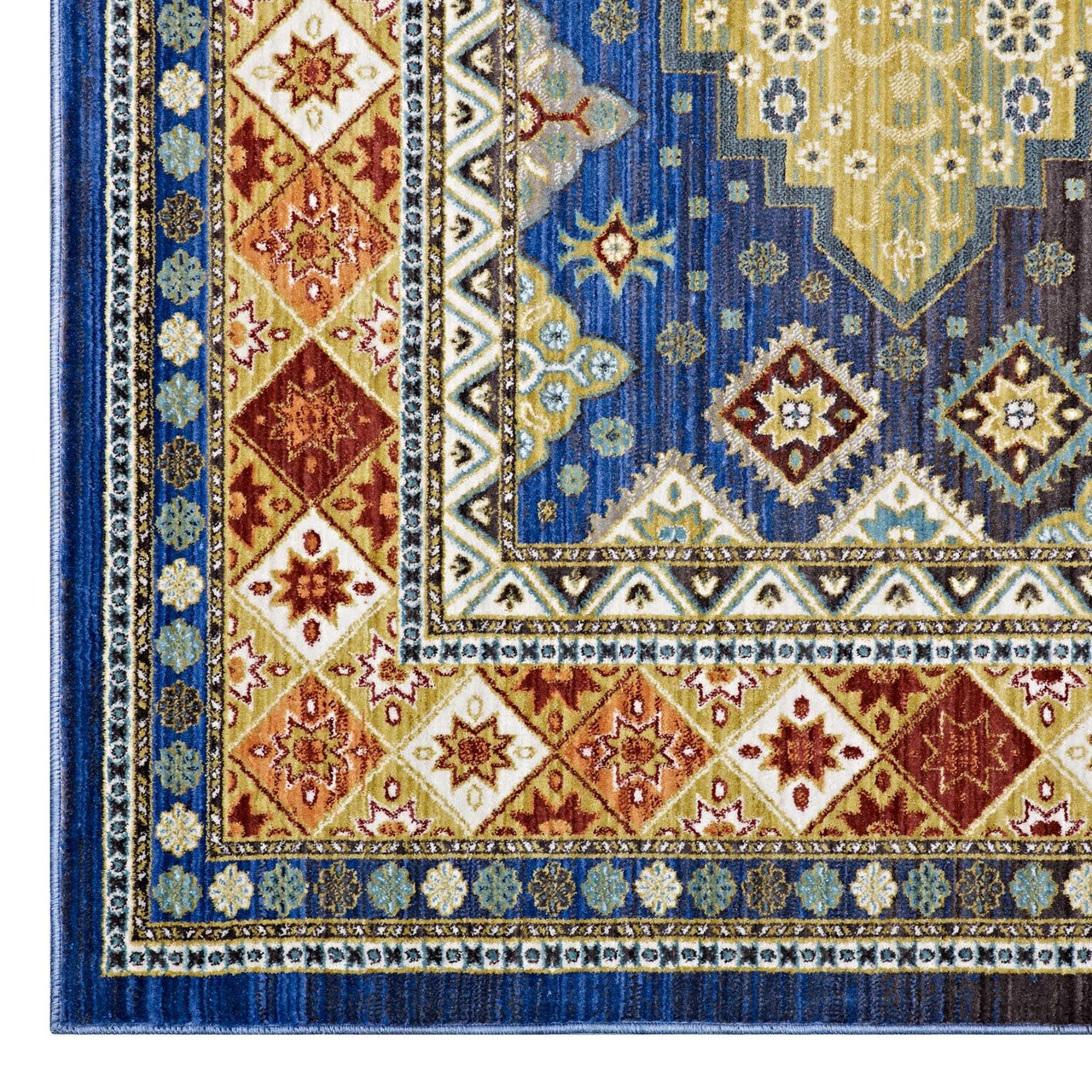Atzi  Distressed 
Southwestern Diamond Floral 4x6 Area Rug, Fabric, Multi Colorful 14865