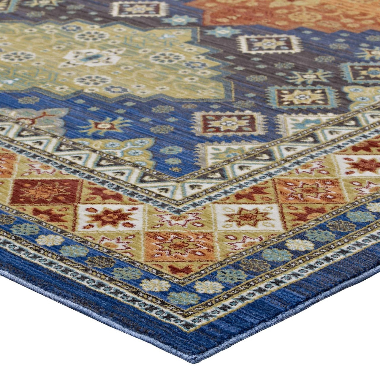 Atzi  Distressed 
Southwestern Diamond Floral 4x6 Area Rug, Fabric, Multi Colorful 14865