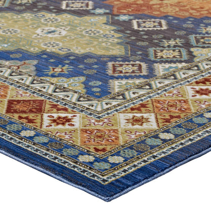 Atzi  Distressed 
Southwestern Diamond Floral 8x10 Area Rug, Fabric, Multi Colorful 14867