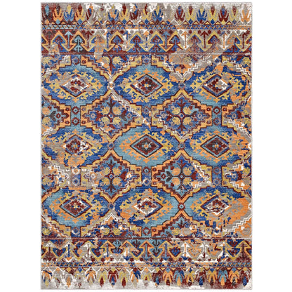 Centehua Distressed Southwestern Aztec 8x10 Area Rug, Fabric, Multi Colorful 14870