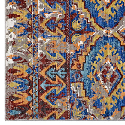 Centehua Distressed Southwestern Aztec 8x10 Area Rug, Fabric, Multi Colorful 14870