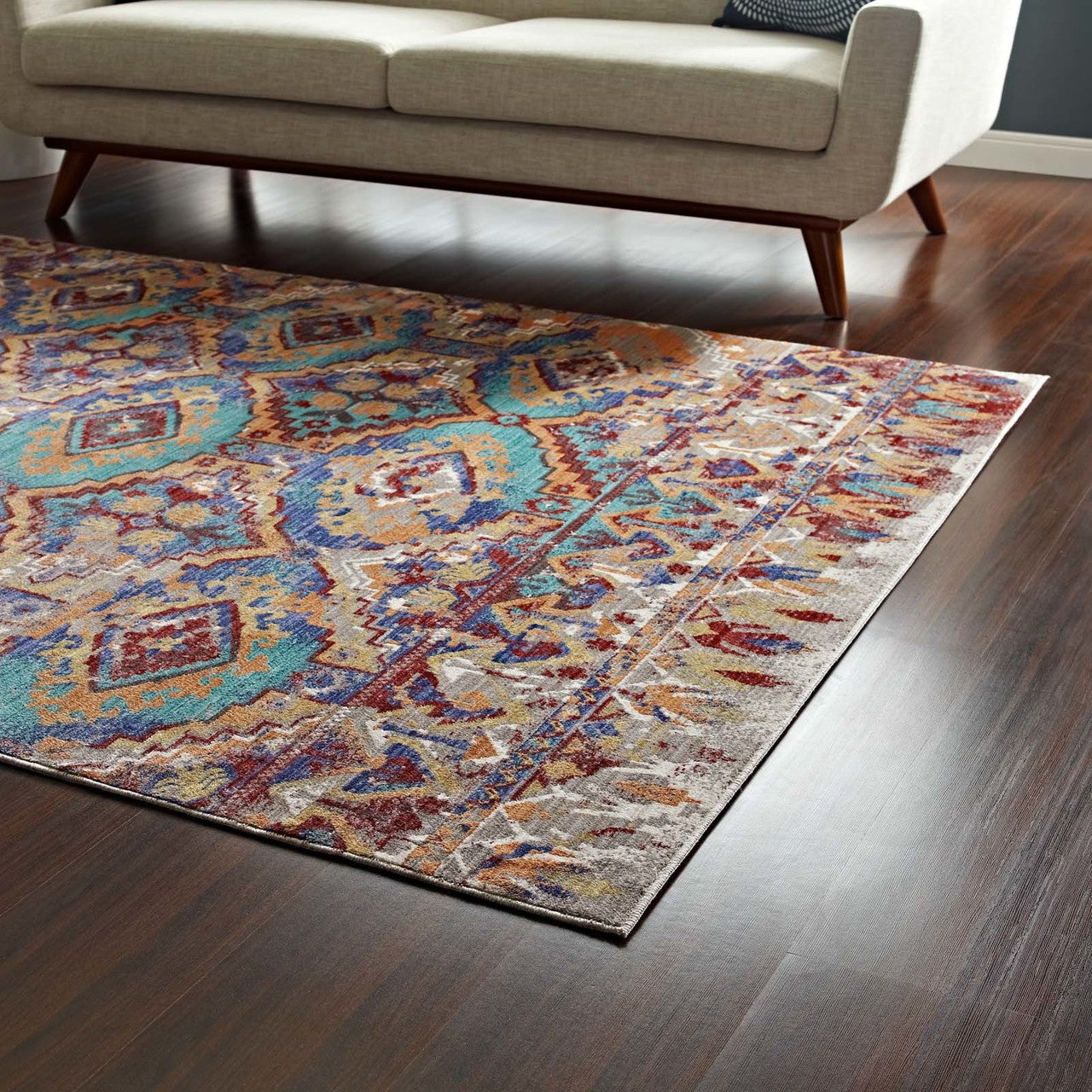 Centehua Distressed Southwestern Aztec 8x10 Area Rug, Fabric, Multi Colorful 14870