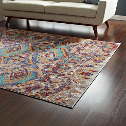 Centehua Distressed Southwestern Aztec 8x10 Area Rug, Fabric, Multi Colorful 14870