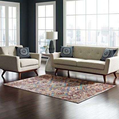 Centehua Distressed Southwestern Aztec 8x10 Area Rug, Fabric, Multi Colorful 14870