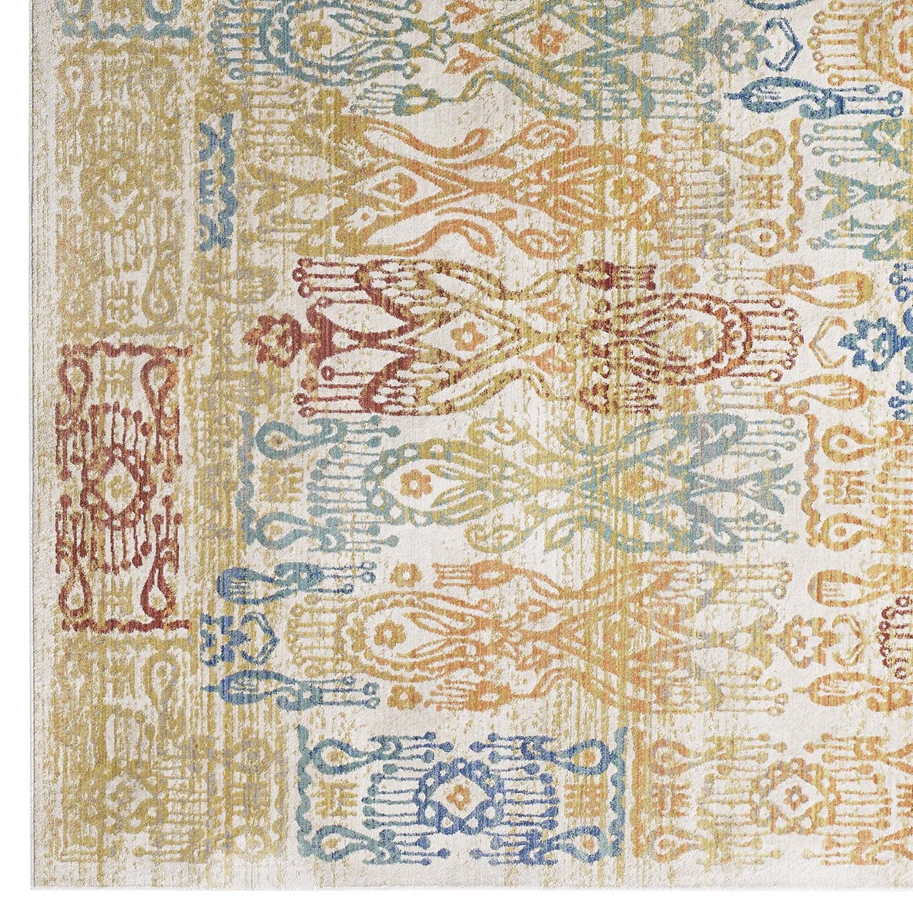 Solimar Distressed Southwestern Aztec 8x10 Area Rug, Fabric, Multi Colorful 14873