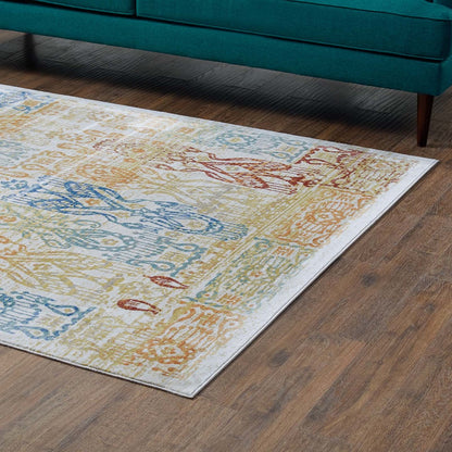 Solimar Distressed Southwestern Aztec 8x10 Area Rug, Fabric, Multi Colorful 14873