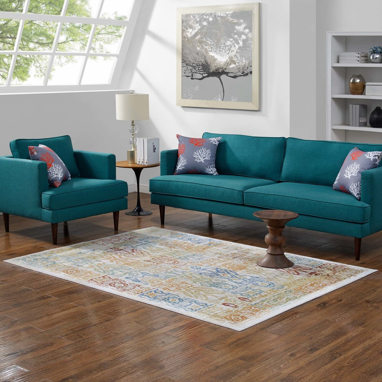 Solimar Distressed Southwestern Aztec 8x10 Area Rug, Fabric, Multi Colorful 14873
