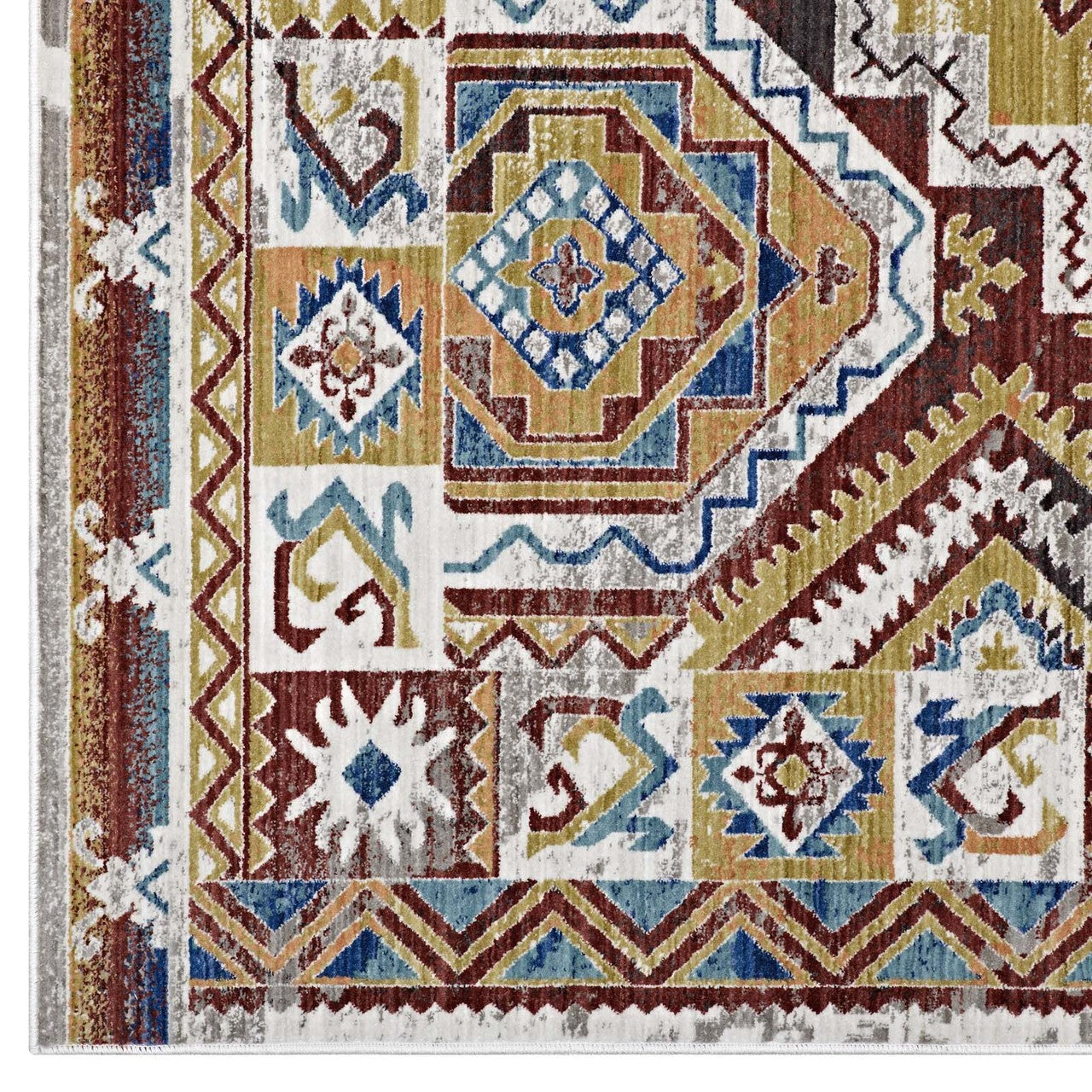 Florita Distressed Southwestern Aztec 4x6 Area Rug, Fabric, Multi Colorful 14874