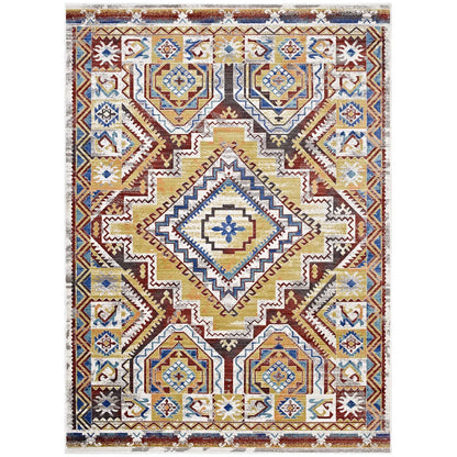 Florita Distressed Southwestern Aztec 5x8 Area Rug, Fabric, Multi Colorful 14875