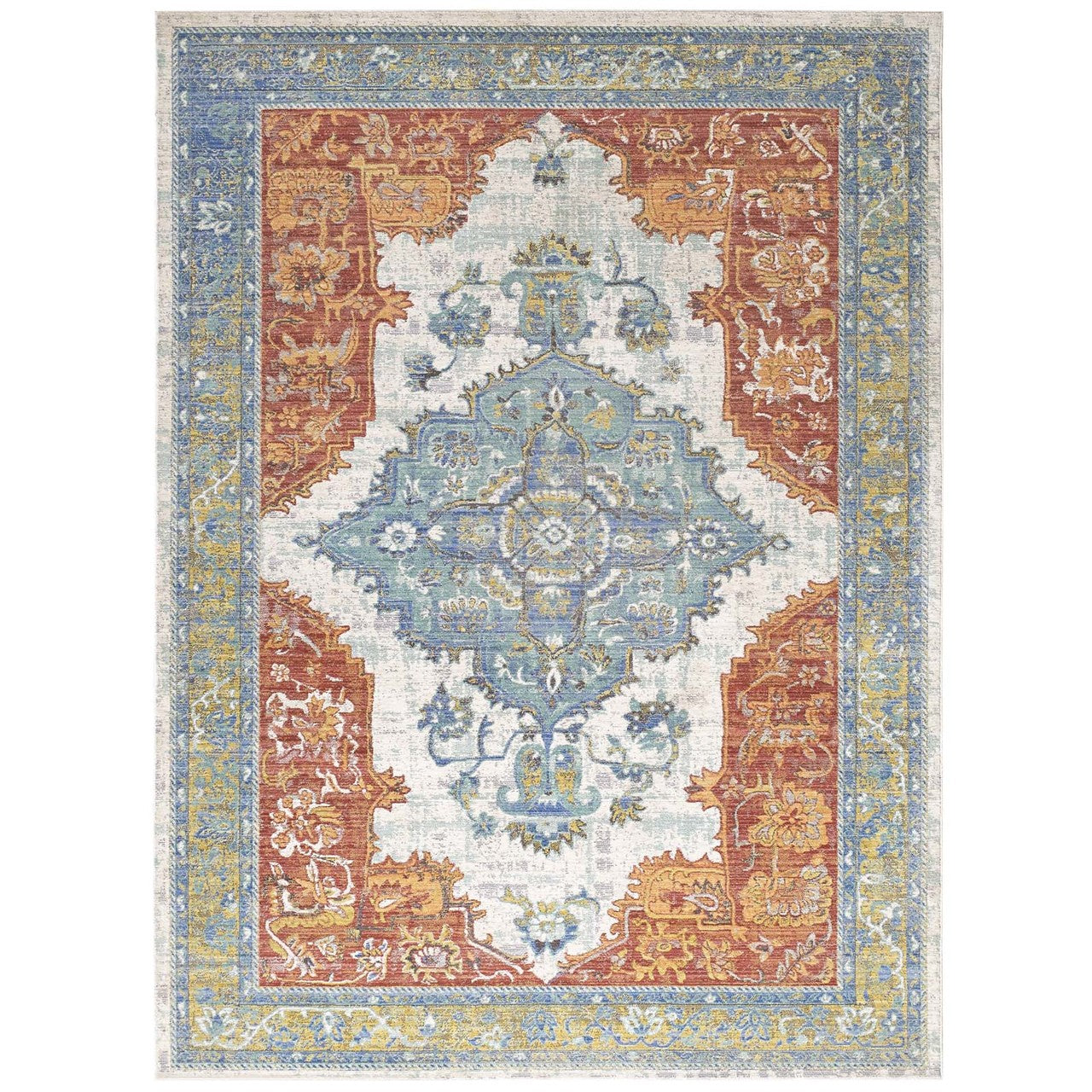 Citlali Distressed Southwestern Aztec 4x6 Area Rug, Fabric, Multi Colorful 14880