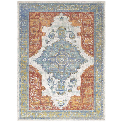 Citlali Distressed Southwestern Aztec 4x6 Area Rug, Fabric, Multi Colorful 14880