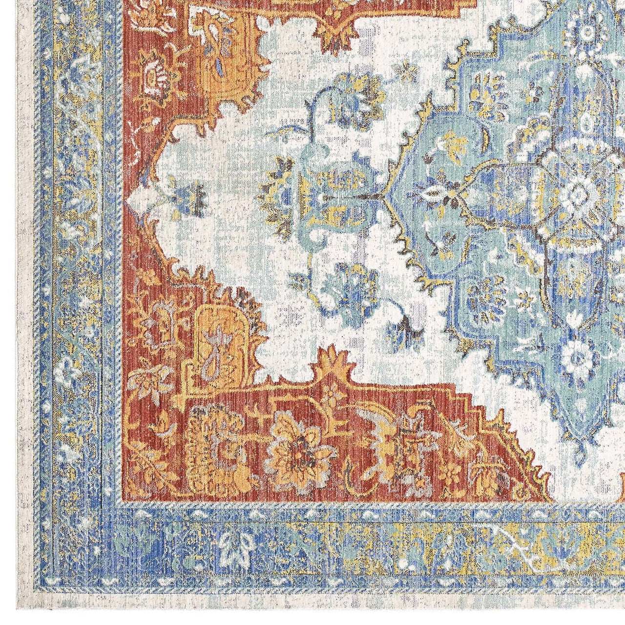 Citlali Distressed Southwestern Aztec 5x8 Area Rug, Fabric, Multi Colorful 14881
