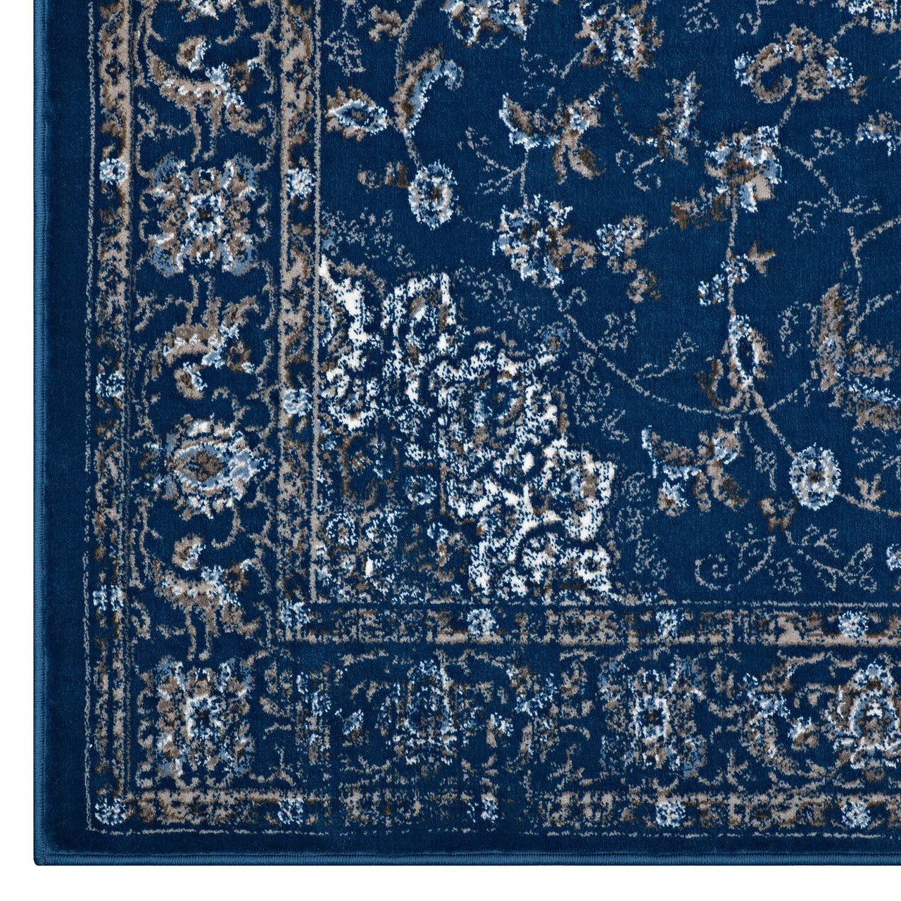 Lilja Distressed Vintage Persian Medallion 8x10 Area Rug, Fabric,  Blue 14884