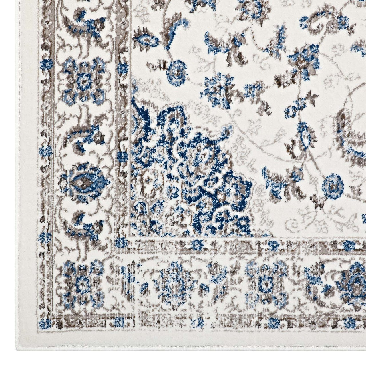 Lilja Distressed Vintage Persian Medallion 8x10 Area Rug, Fabric,  Ivory White 14886