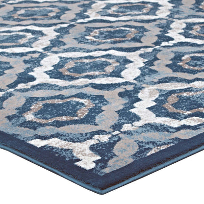 Kalinda Rustic Vintage Moroccan Trellis 5x8 Area Rug, Fabric, Multi Navy Blue 14889