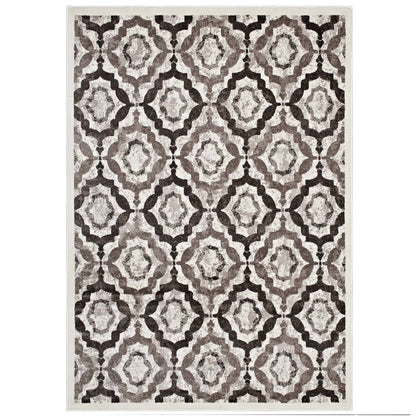 Kalinda Rustic Vintage Moroccan Trellis 5x8 Area Rug, Fabric, Multi Brown 14891