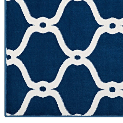 Beltara Chain Link Transitional Trellis 5x8 Area Rug, Fabric, Multi Navy Blue 14895