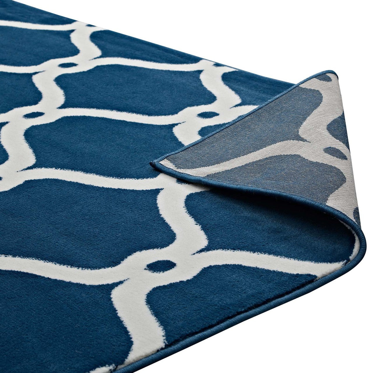 Beltara Chain Link Transitional Trellis 5x8 Area Rug, Fabric, Multi Navy Blue 14895