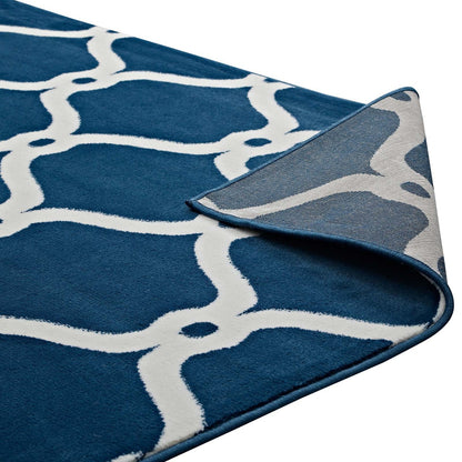 Beltara Chain Link Transitional Trellis 5x8 Area Rug, Fabric, Multi Navy Blue 14895