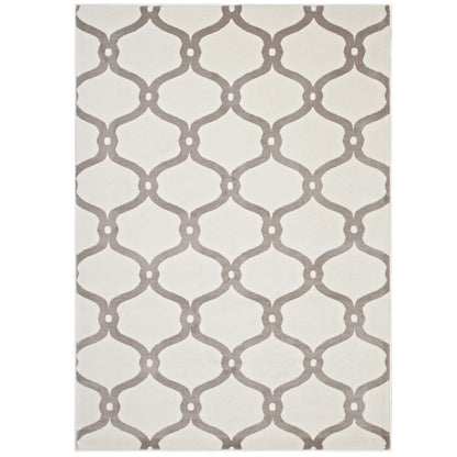 Beltara Chain Link Transitional Trellis 5x8 Area Rug, Fabric, Multi Ivory White 14897