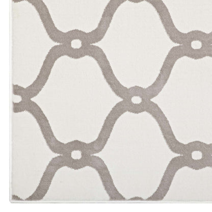 Beltara Chain Link Transitional Trellis 5x8 Area Rug, Fabric, Multi Ivory White 14897