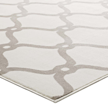 Beltara Chain Link Transitional Trellis 5x8 Area Rug, Fabric, Multi Ivory White 14897