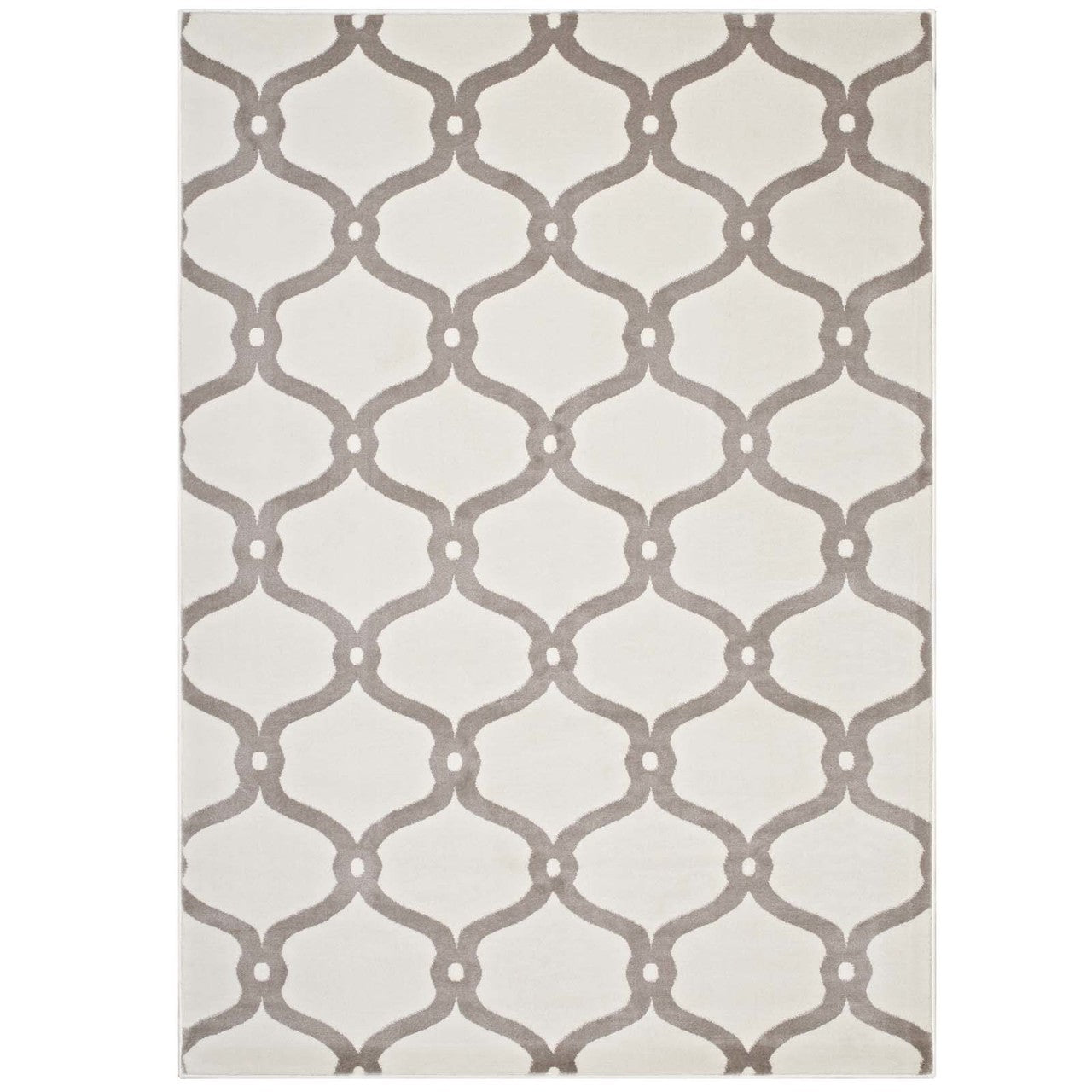Beltara Chain Link Transitional Trellis 8x10 Area Rug, Fabric, Multi Ivory White 14898
